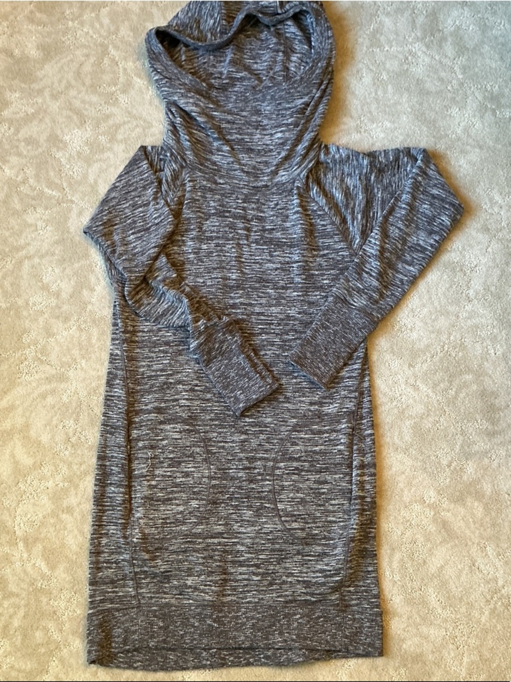 Athleta Gray Marled Hooded Long Sweatshirt